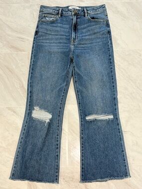 Hidden Jeans LA Distressed Cropped Flare Jeans Size 30 Raw Hem